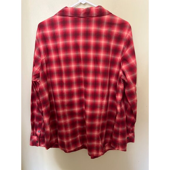 Talbots Womens Red Plaid Ruffle Front Blouse 16W - Picture 8 of 9